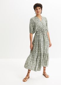 Midikleid aus flie&szlig;ender Viskose in gr&uuml;n, Gr&ouml;sse 46, bonprix