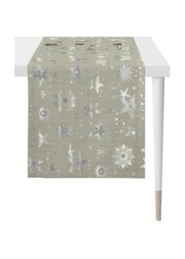 Apelt, Apelt Tischl&auml;ufer &raquo;9602 CHRISTMAS ELEGANCE, Weihnachtsdeko, Weihnachten&laquo; Lurex-Jacquardgewebe, taupe, silberfarben, Polyester, Viskose, 1 Stk.