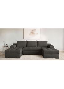 Goodproduct, GOODproduct Wohnlandschaft &raquo;Home System U-Form, B: 269 - 352 cm, Breiten w&auml;hlbar&laquo; mit Bettfunktion, Bettkasten & Zierkissen, Federkern, 