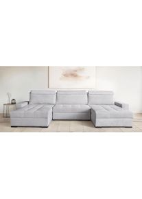 Goodproduct, GOODproduct Wohnlandschaft &raquo;Home System U-Form, B: 269 - 352 cm, Breiten w&auml;hlbar&laquo; mit Bettfunktion, Bettkasten & Zierkissen, Federkern, 