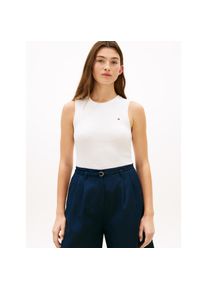 Tommy Hilfiger, Unisex, Funktionstop &raquo;SLIM CODY C-NK TANK TOP&laquo; mit gerippter Textur, ecru, S (36/38), Tanktop von Tommy Hilfiger Womanswear