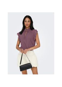 Only, Unisex, Only Spitzenbluse &raquo;ONLLANDAU DOBBY FRILL V-NECK TOP WVN&laquo; Kunstfaser, rose braun, XS, Kurzarmbluse von Only
