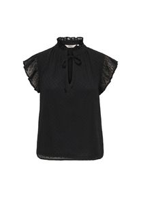 Only, Unisex, Only Spitzenbluse &raquo;ONLLANDAU DOBBY FRILL V-NECK TOP WVN&laquo; Kunstfaser, schwarz, S, Kurzarmbluse von Only