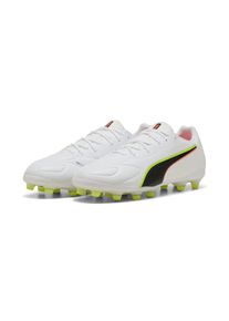 Puma, Unisex, Puma Fussballschuh &raquo;KING 20 MATCH FG/AG&laquo; f&uuml;r Rasenpl&auml;tze, Puma wei&szlig;, glowing rot, gelb alert, 42, Breite: Regul&auml;r