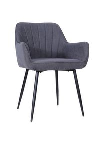 Mid.you Armlehnstuhl , Schwarz, Dunkelgrau , Holz, Metall, Textil , Pappel , Sperrholz , Rundrohr , 57x79x58 cm , Bsci , Esszimmer, St&uuml;hle, Polsterst&uuml;hle