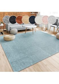 Paco Home, Teppich &raquo;Porto 890&laquo; rechteckig 13 mm H&ouml;he Kurzflor, Uni-Farben, ideal im Wohnzimmer & Schlafzimmer, t&uuml;rkis, Obermaterial: 100% Polypropylen