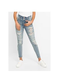 bonprix, Unisex, bonprix Skinny-fit-Jeans &raquo;Skinny Jeans High Waist, Stretch&laquo; Skinny-fit, mit breitem High Waist Bund, coole Destroyed Effekte, 