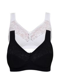 SuSa, Unisex, B&uuml;gelloser BH &raquo;Basic&laquo; 2er Pack, Spitze, gen&auml;hte Cups, Baumwollmix, elastisch, BH-Set, wei&szlig;, schwarz, 75, Cup D, Baumwoll BH von der 