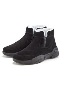 Vivance, Unisex, Stiefelette aus Veloursleder und mit Warmfutter, Winterstiefel, Stiefel, Boots, schwarz, 40, Lederstiefelette: Besonders w&auml;rmende 