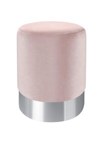 Xora Hocker , Rosa, Chromfarben , Metall, Textil , rund , 35x42x35 cm , Stoffauswahl , Wohnzimmer, Sessel, Hocker, Sitzhocker