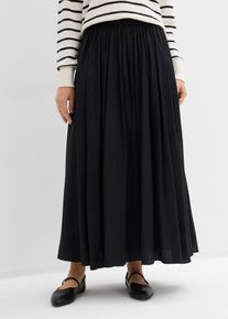Maxirock aus flie&szlig;endem Viskose-Mix in schwarz, Gr&ouml;sse 46, bonprix