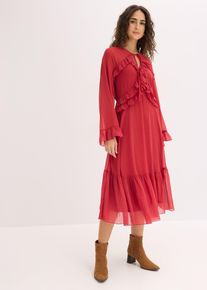 Chiffonkleid in rot, Gr&ouml;sse 48, bonprix