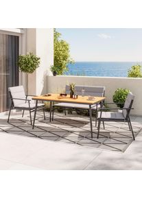 Ambia Garden Gartenm&ouml;bel-Set , Grau, Naturfarben, Dunkelgrau , Metall, Kunststoff, Textil , 7-teilig , F&uuml;llung: Polyester , 63.5x82x70 cm , Gartenm&ouml;bel, Gartengarnituren, Gartenm&ouml;bel-Sets