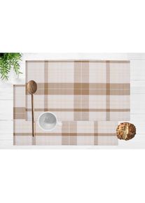 my home, my home Platzset &raquo;Candise&laquo; 45 x 30, Karomuster, weiche Haptik, Esszimmer, Wohnzimmer, K&uuml;che, beige, Obermaterial: 100% Polyester, 2 Stk.