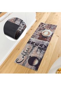 Hanse Home, Hanse Home K&uuml;chenl&auml;ufer &raquo;Enjoy Coffee Break&laquo; rechteckig 3 mm H&ouml;he L&auml;ufer, Rutschfest, K&uuml;chenteppich, Motiv Kaffee, Pflegeleicht, bunt, 