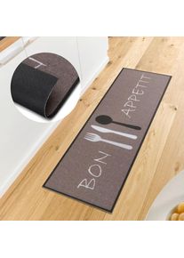 Hanse Home, Hanse Home K&uuml;chenl&auml;ufer &raquo;Bon Appetit Cutlery&laquo; rechteckig 3 mm H&ouml;he L&auml;ufer, Rutschfest, K&uuml;chenteppich, K&uuml;che, Teppich, Pflegeleicht, braun,