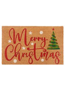 Hanse Home, Hanse Home Fussmatte &raquo;Kokos Merry Christmas Tree, T&uuml;rmatte&laquo; rechteckig 15 mm H&ouml;he Schmutzfangmatte, Rutschfest, Outdoor, Weihnachten, 