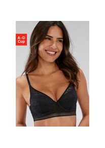 s.Oliver, s.Oliver Push-up-BH mit B&uuml;gel aus modischer Spitze und Soft-Mesh, Dessous, schwarz, 75, Cup B, Push-up-BH