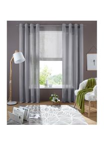 my home, my home B&auml;ndchenrollo &raquo;Xana&laquo; mit Stangendurchzug B&auml;ndchenrollo, Raffung mittels Bindeb&auml;ndern, grau, Voile, Obermaterial: 100% Polyester