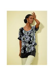 CR&Eacute;ATION L Creation L, Unisex, creation L Chiffonbluse, schwarz, lindgr&uuml;n, bedruckt, 36, edle Verzierung mit Pailletten