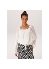 Aniston Casual, Unisex, Aniston CASUAL Schlupfbluse aus strukturiertem Chiffon - NEUE KOLLEKTION, wollwwei&szlig;, 36, Transparente Bluse mit R&uuml;schen am 