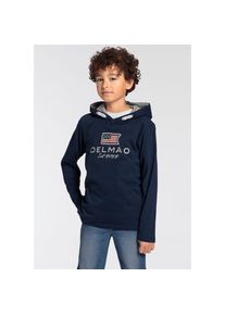 Delmao, Unisex, DELMAO Kapuzenshirt &raquo;f&uuml;r Unisex&laquo; Langarm, Basic-Passform, bedruckt, aus Baumwolle, marine, 164/170, Langarm f&uuml;r zus&auml;tzlichen Komfort 
