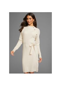 Laura Scott, Unisex, Strickkleid mit Knopfdetail und Bindeg&uuml;rtel, sand, melange, 48, N-Gr, Strickkleid von Laura Scott