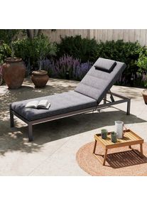Ambia Garden Gartenliege , Anthrazit , Metall, Textil , F&uuml;llung: Schaumstoff,Schaumstoff, Polyester , 199x30x67 cm , Gartenm&ouml;bel, Gartenliegen, Sonnenliegen