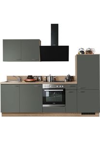 Express K&uuml;chen EXPRESS K&Uuml;CHEN K&uuml;che &raquo;Scafa&laquo;, vormontiert, ohne E-Ger&auml;te, Vollauszug, Soft-Close, Breite 260 cm grau bergeiche + bergeiche