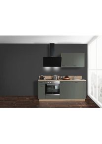Express K&uuml;chen EXPRESS K&Uuml;CHEN K&uuml;che &raquo;Scafa&laquo;, vormontiert, ohne E-Ger&auml;te, Vollauszug, Soft-Close, Breite 200 cm braun bergeiche + bergeiche
