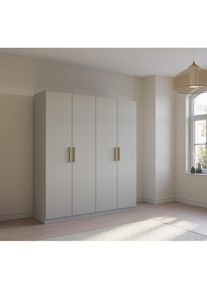 Rauch Dreht&uuml;renschrank &raquo;Skandi by Quadra Spin&laquo;, im Landhaus-Stil mit Massivholzgriffen aus Wildeiche grau Seidengrau