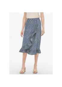 Only Wickelrock &raquo;ONLOLIVIA LONG WRAP SKIRT WVN&laquo; blau XXL blue mirage aop tonal ditsy Trendy Midirock von Only
