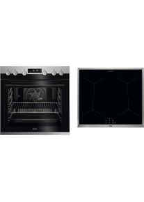 AEG Induktions Herd-Set &raquo;TEAMH1PIS2&laquo;, EPS335061M, Pyrolyse-Selbstreinigung grau 4 elektronische Automatikkochstellen