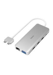 Hama Laptop-Dockingstation &raquo;USB-C-Hub, Multiport f&uuml;r Apple MacBook Air & Pro, 12 Ports&laquo; silberfarben Gigabit-Ethernet-Daten&uuml;bertragung von bis zu 1...