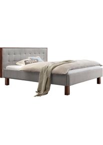 Hasena Polsterbett &raquo;Noah&laquo;, Fu&szlig;farbe Nussbaum, Komforth&ouml;he, Fu&szlig;h&ouml;he 25 cm grau Pepe Grey