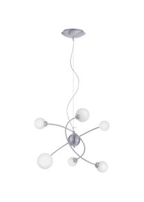 Trio LEUCHTEN LED Pendelleuchte &raquo;DICAPO&laquo;, 6 flammig-flammig, H&auml;ngeleuchte, RGBW, dimmbar, Smart Home, Farbwechsel grau nickelfarben