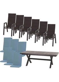 siena GARDEN Garten-Essgruppe &raquo;Milano / Messina&laquo;, (Set, 13 tlg.), Set, 13-tlg bestehend aus 6 Sesseln, 6 Auflagen und 1 Ausziehtisch matt...