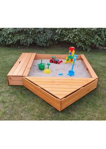 Promadino Sandkasten &raquo;MULTI&laquo;, (Set), BxLxH: 260x172x22 cm, mit Bugbox und Sitzbox braun