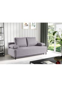 WERK2 Schlafsofa &raquo;Street&laquo;, 2-Sitzer Sofa und Schlafcouch mit Federkern & Bettkasten silberfarben Silber