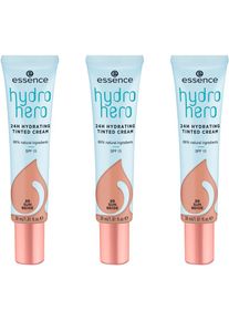 Essence Get&ouml;nte Gesichtscreme &raquo;hydro hero 24h HYDRATING TINTED CREAM&laquo;, (Set, 3 tlg.) beige Sun Beige Die get&ouml;nte BB Cream spendet 24h Feuchtigkeit...