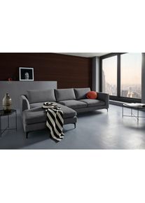 Places of Style Ecksofa &raquo;Nixon&laquo;, auch in Samtvelours, inkl. R&uuml;ckenkissen grau dunkelgrau