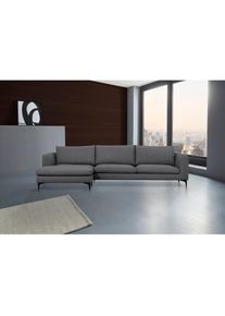 Places of Style Ecksofa &raquo;Nixon&laquo;, auch in Samtvelours, inkl. R&uuml;ckenkissen grau dunkelgrau