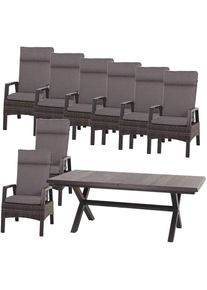 siena GARDEN Garten-Essgruppe &raquo;Taranto&laquo;, (Set, 17 tlg.), bestehend aus 8 Sesseln inkl. Auflagen und 1 Tisch matt anthrazit, grau