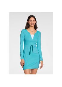 AJC Shirtkleid, mit Spitze in 2in1 Look blau 38 N-Gr t&uuml;rkis S&uuml;&szlig;es Langarm-Kleid mit tendigem Spitzen-Einsatz am V-Ausschnitt von AJC
