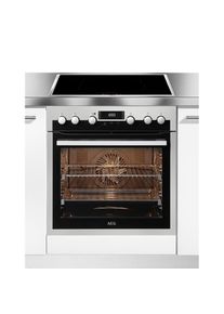 AEG Induktions Herd-Set &raquo;EPE555220M&laquo;, EPE555220M, mit Backauszug, Pyrolyse-Selbstreinigung, SteamBake - Feuchtigkeitszugabe silberfarben Hob&sup2;Hood -...