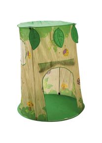 Roba&reg; Spielzelt &raquo;Pop Up Haus Baumstamm&laquo;, aufrollbare T&uuml;r, 2 Fenster und abnehmbare Bl&auml;tter bunt