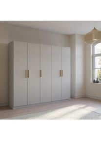 Rauch Dreht&uuml;renschrank &raquo;Skandi by Quadra Spin&laquo;, im Landhaus-Stil mit Massivholzgriffen aus Wildeiche grau Seidengrau