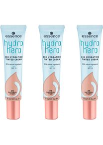 Essence Get&ouml;nte Gesichtscreme &raquo;hydro hero 24h HYDRATING TINTED CREAM&laquo;, (Set, 3 tlg.) wei&szlig; Natural Ivory Die get&ouml;nte BB Cream spendet 24h...