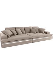 MR. COUCH Big-Sofa, wahlweise mit Kaltschaum (140kg Belastung/Sitz) und RGB-Beleuchtung grau grau-beige