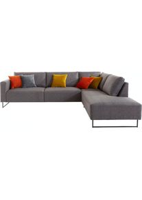 Places of Style Ecksofa &raquo;Jagger&laquo;, inklusive Zierkissen in Samtoptik, mit Metall Beinen grau